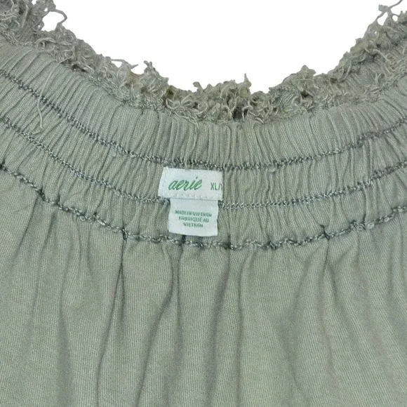 Aerie‎ Ruffle Tiered Mini Skirt Elastic Waist Casual Sage Green XL - Picture 5 of 8